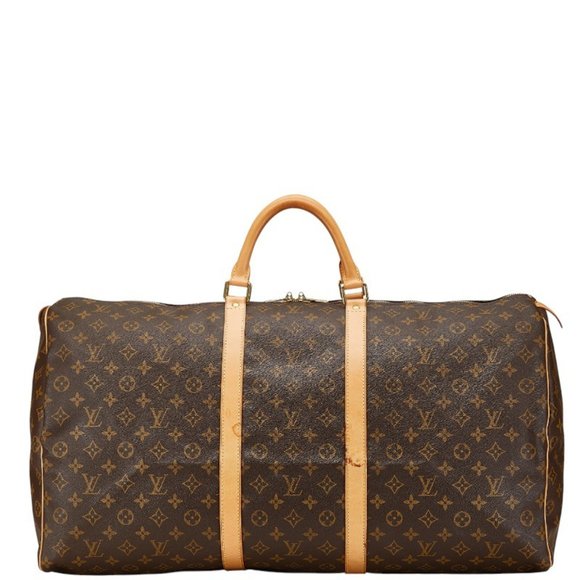 Louis Vuitton Monogram Keepall 60 Boston Bag Travel M41422 Brown PVC Leather Wom - Picture 1 of 10